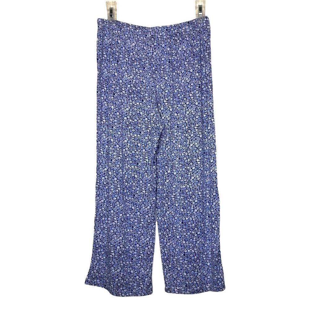 CHAPS Blue & White Calico Floral Print Short Sleeve Pajama PJ Set - Size Small - Picture 6 of 8